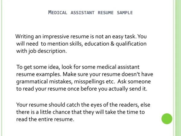 How To Make A Resume For A Medical Assistant