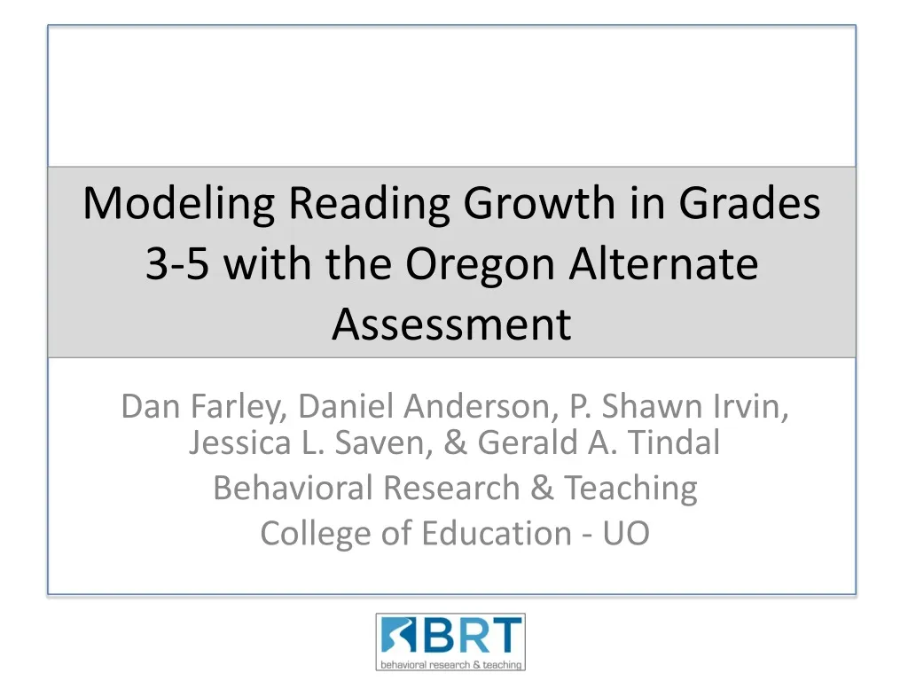 modeling reading growth in grades 3 5 with the oregon alternate assessment