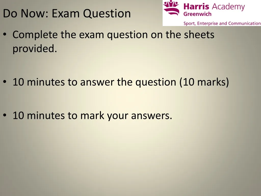 do now exam question