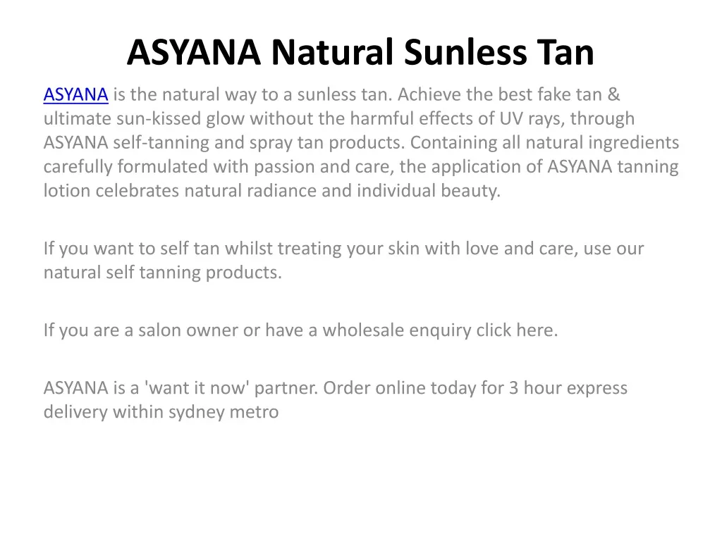 asyana natural sunless tan