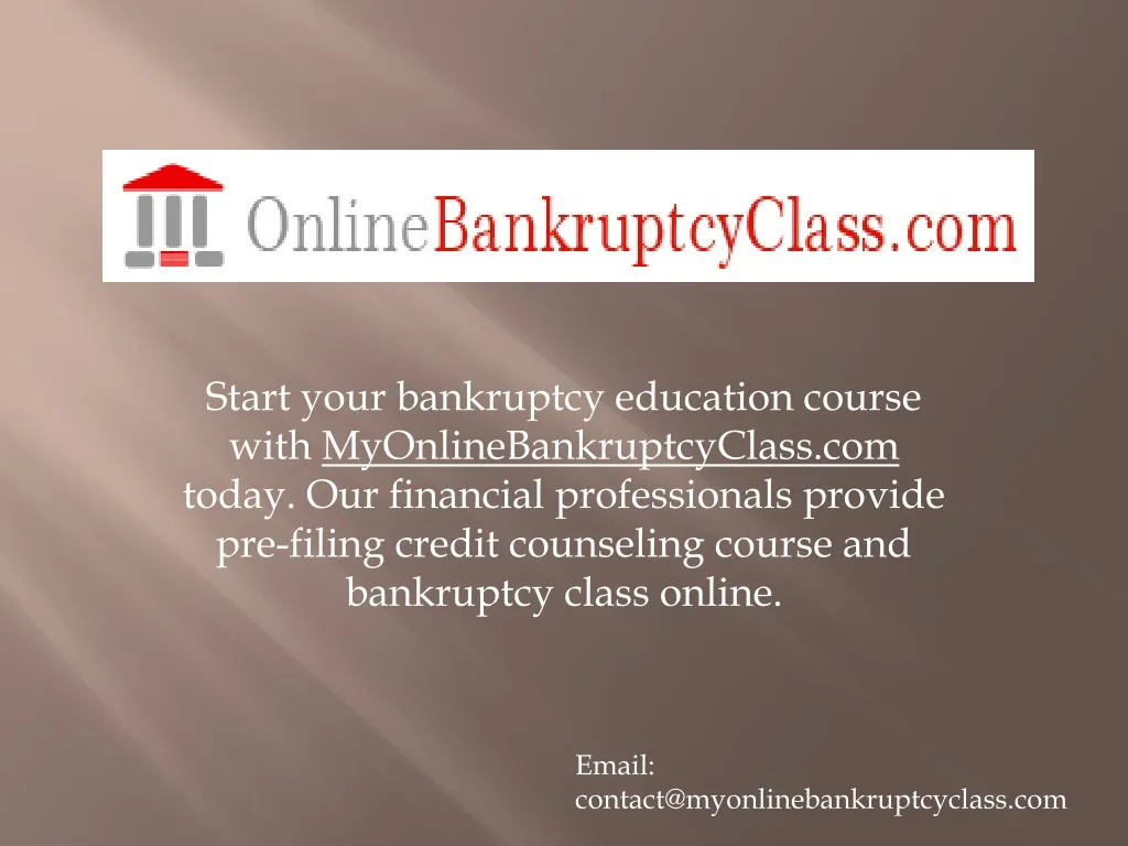 start your bankruptcy education course with