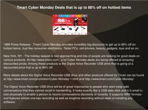 Tmart Cyber Monday Deals that is up to 86% off on hottest