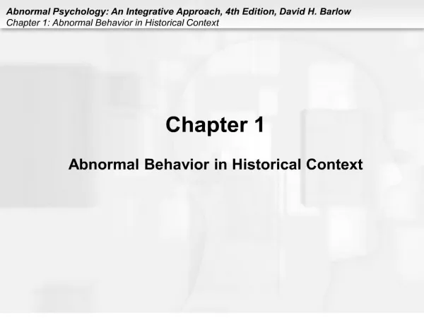 chapter 1 abnormal behavior in historical context