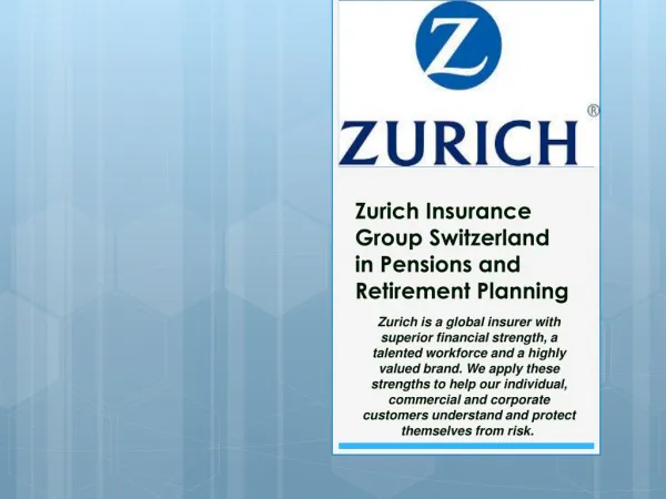 Zurich Group Switzerland in Pensions and retirement planning