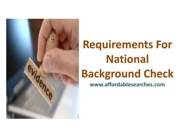 Requirements For National Background Check