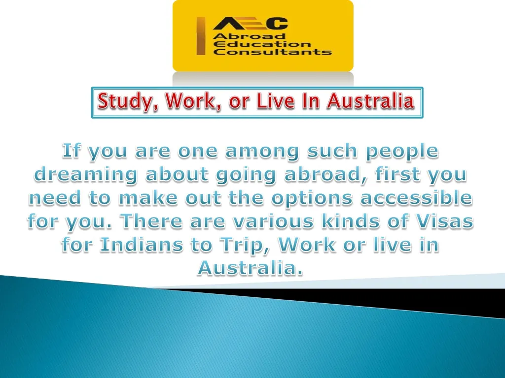 study work or live in australia