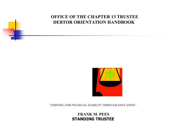 office of the chapter 13 trustee debtor orientation handbook