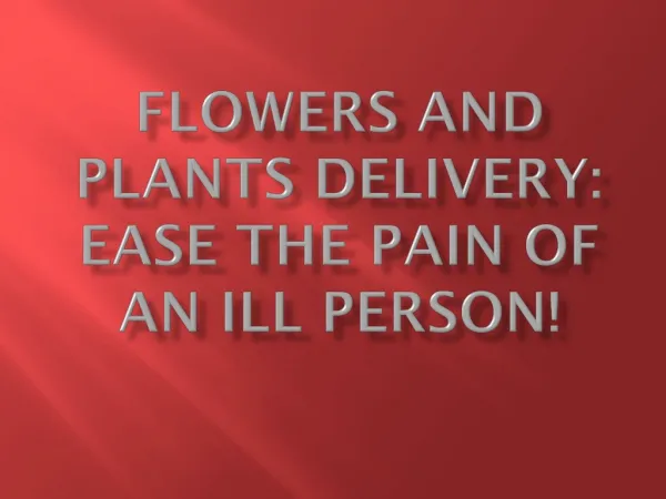 Flowers And Plants Delivery: Ease The Pain Of An Ill Person!