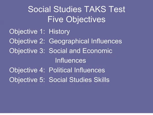 social studies taks test five objectives