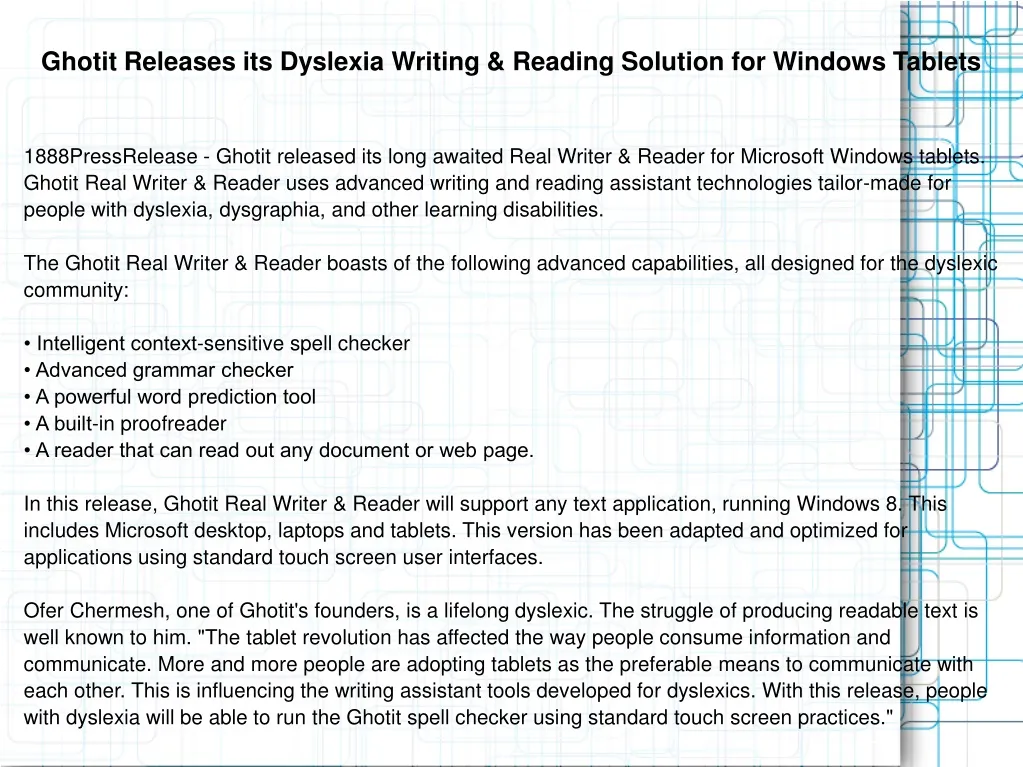 ghotit releases its dyslexia writing reading
