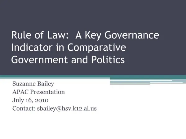 Rule of Law: A Key Governance Indicator in Comparative Government and Politics
