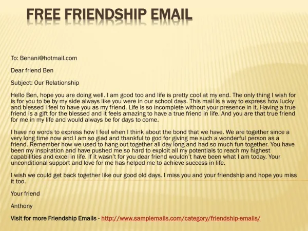 Free Friendship Email
