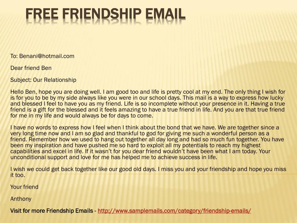 free friendship email