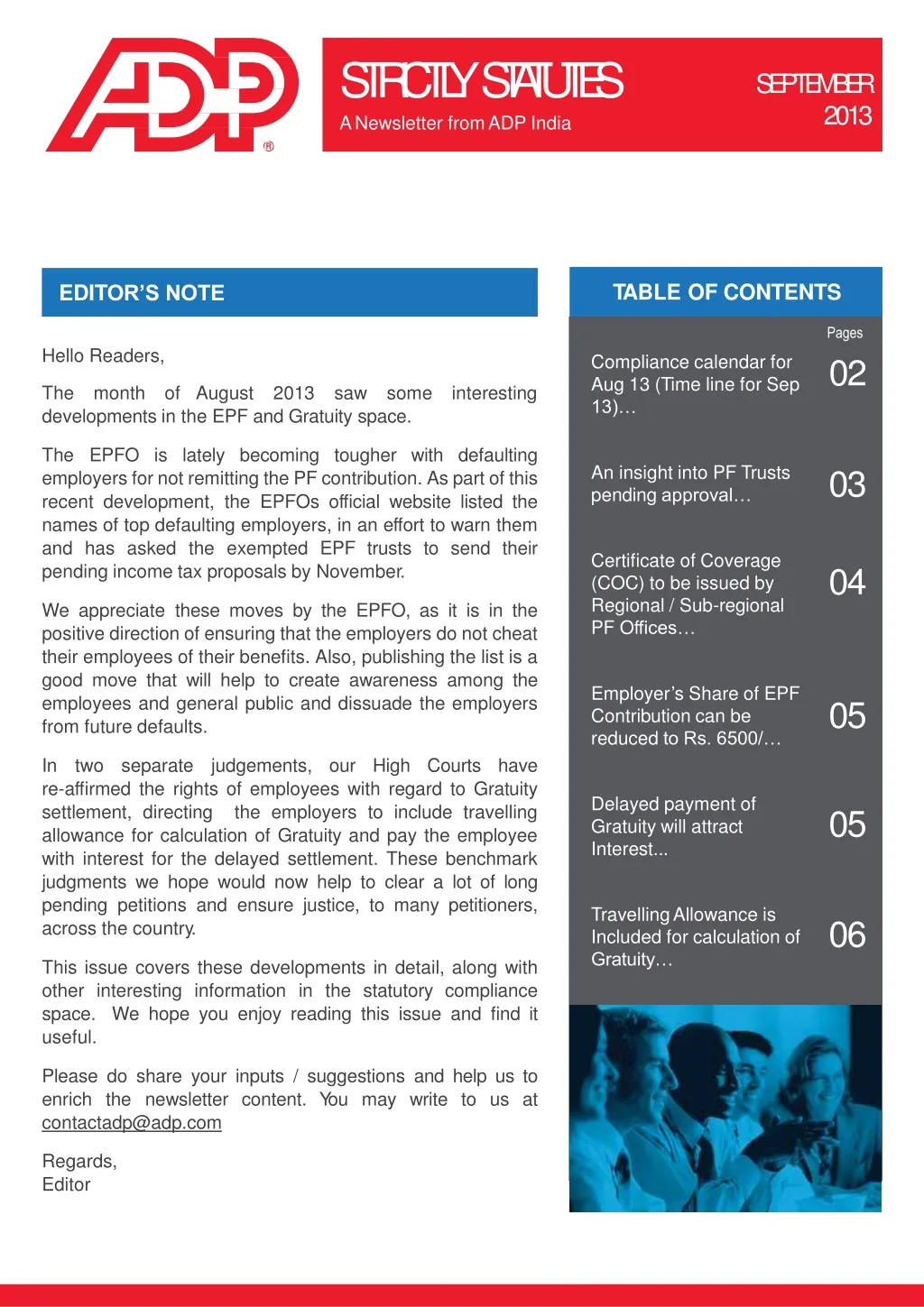 strict l y s t a tutes a newsletter from adp india