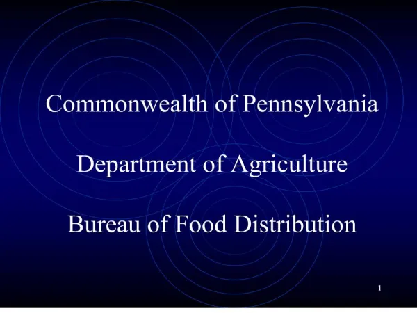 commonwealth of pennsylvania department of agriculture bureau of food distribution