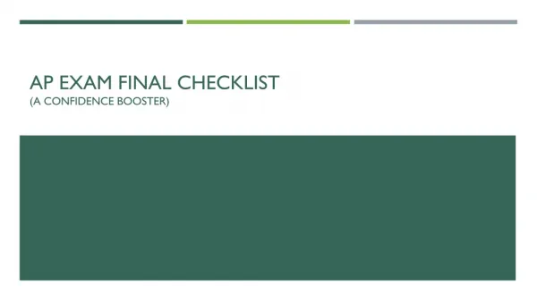 AP Exam Final Checklist (a confidence booster)