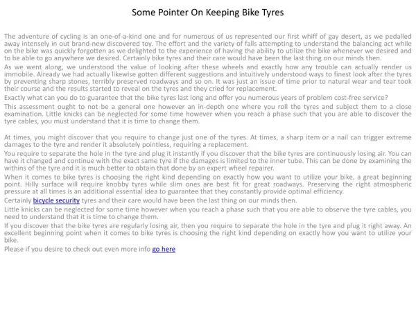 Some Pointer On Keeping Bike Tyres