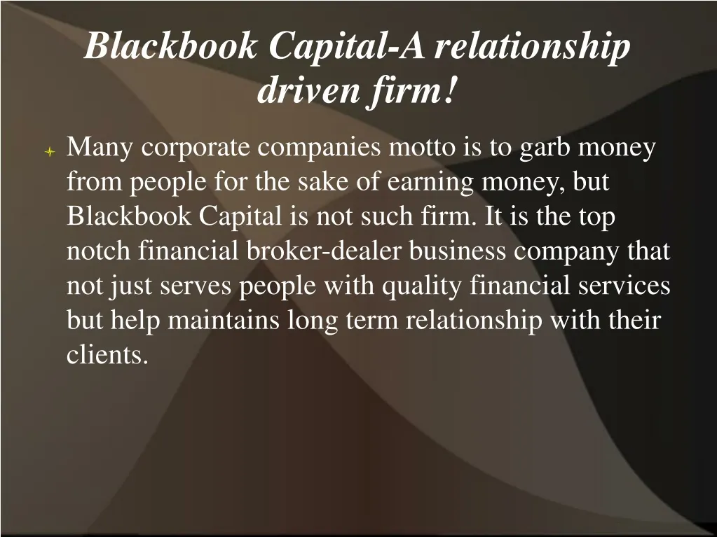 blackbook capital a relationship driven firm