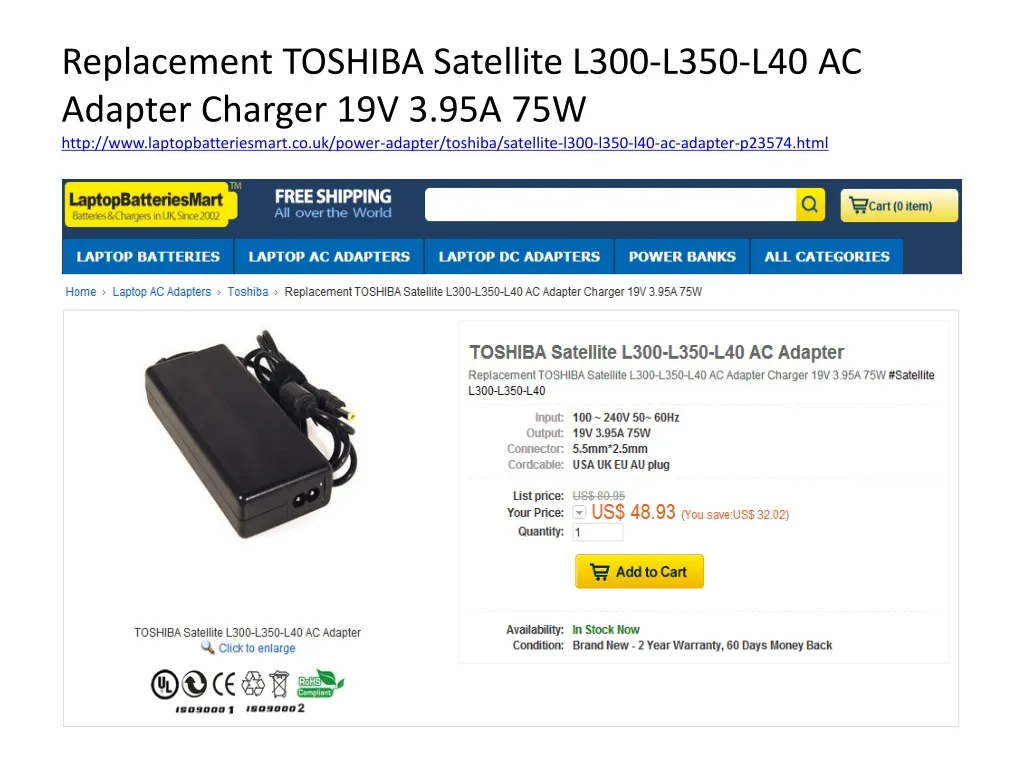 replacement toshiba satellite l300 l350