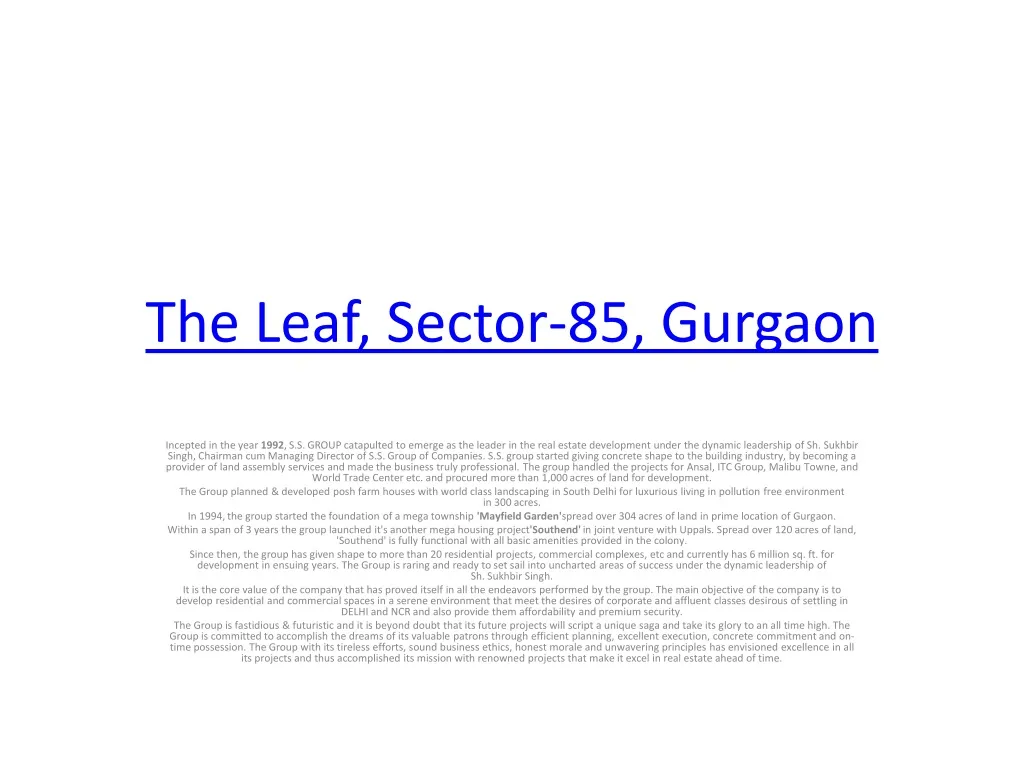 the leaf sector 85 gurgaon