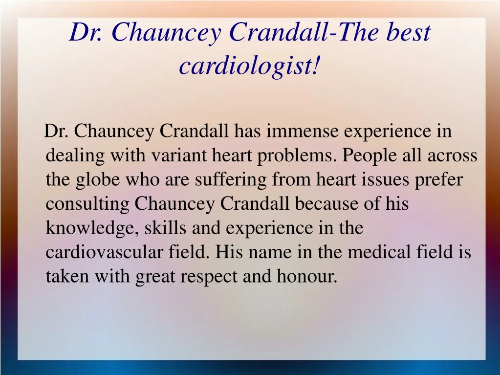 dr chauncey crandall the best cardiologist