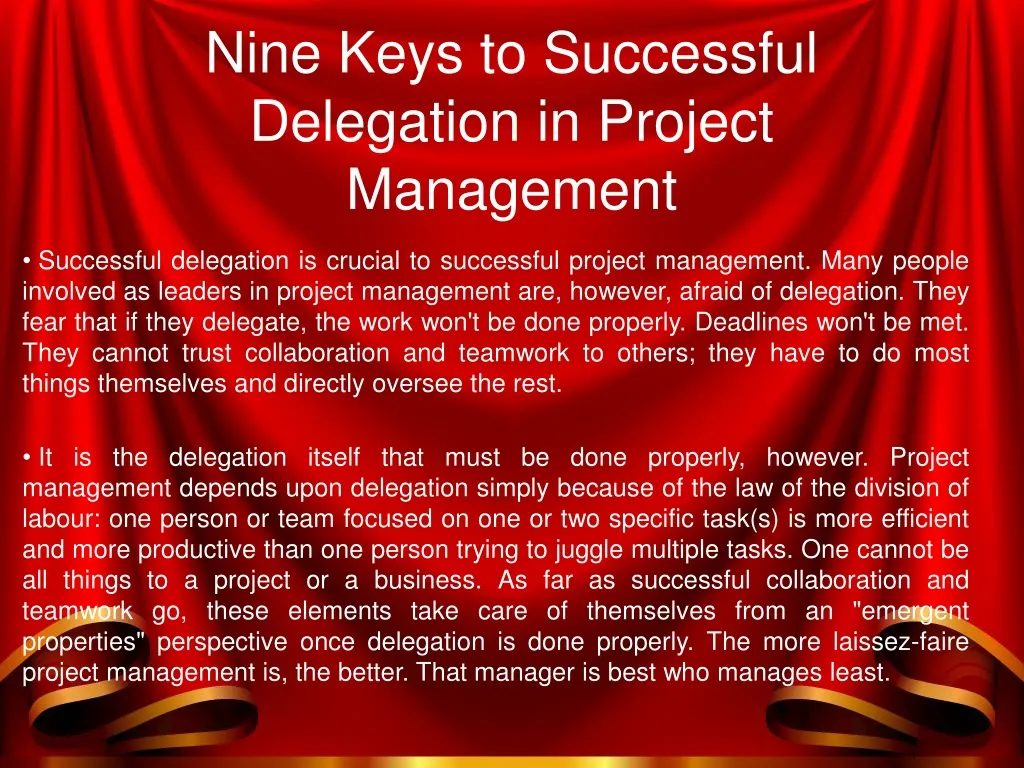 nine keys to successful delegation in project management