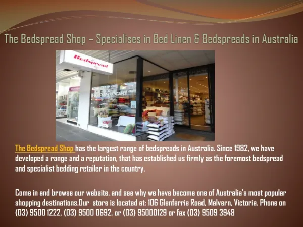 The Bedspread Shop in Australia