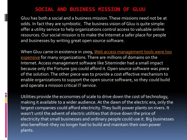 Social and Business mission of Gluu