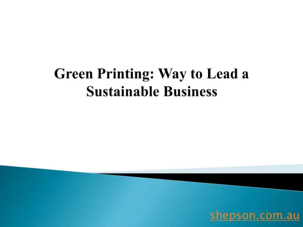 Green Printing: Way to Lead a Sustainable Business