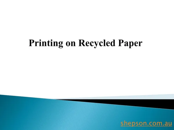 Printing on Recycled Paper