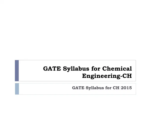 GATE Syllabus for Chemical Engineering-CH