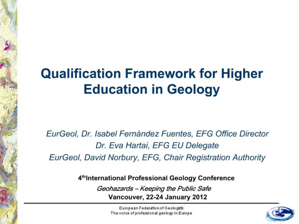 Qualification Framework for Higher Education in Geology