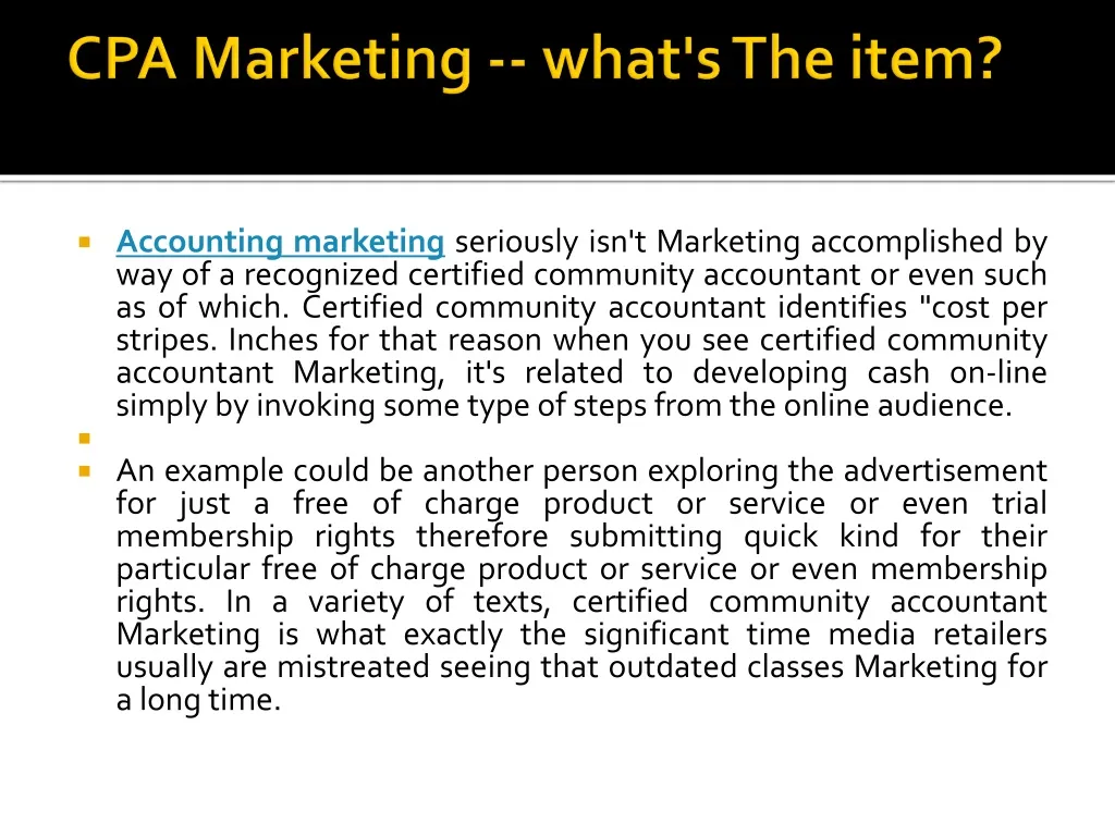 cpa marketing what s the item
