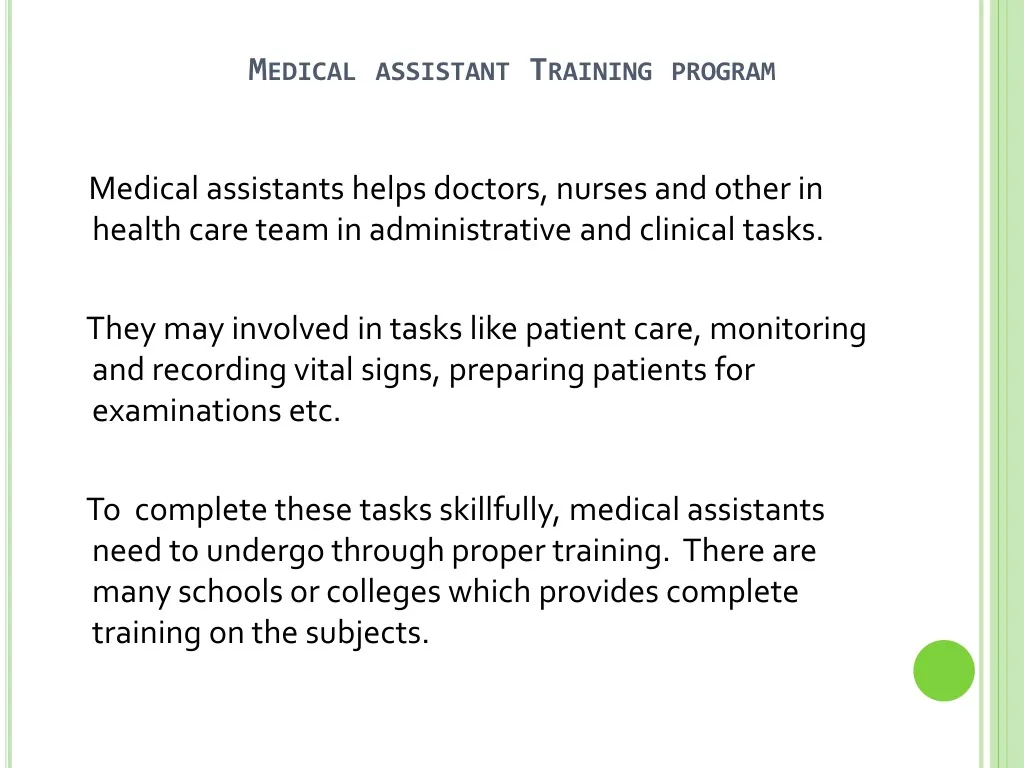medical assistant training progra m