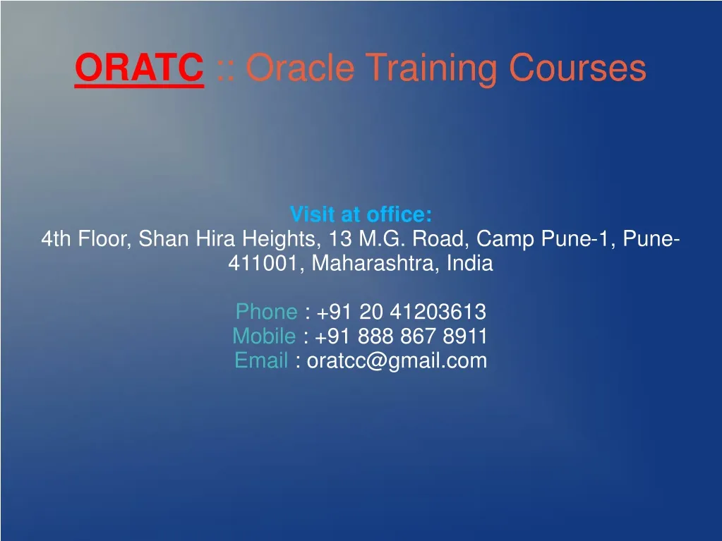 oratc oracle training courses
