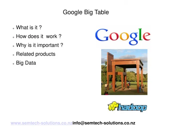 An introduction to Google Big Table