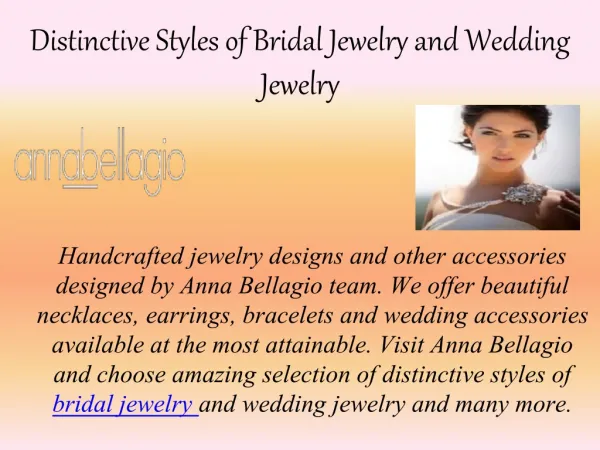 Distinctive Styles of Bridal Jewelry and Wedding Jewelry