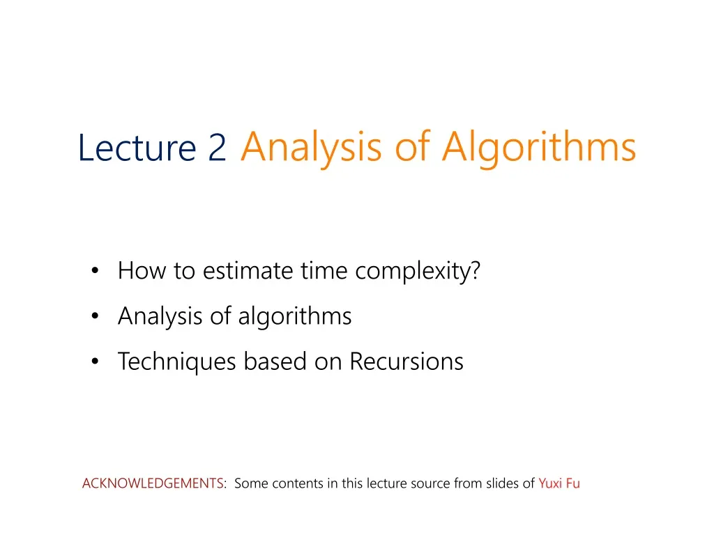 lecture 2 analysis of algorithms
