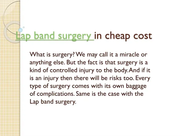 Lap Band Surgery in Cheap Cost