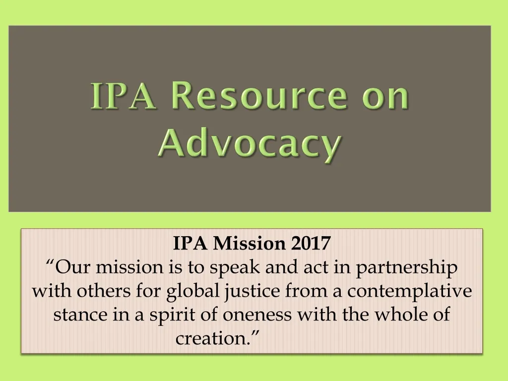 ipa resource on a dvocacy