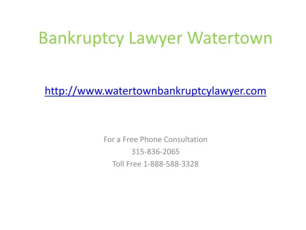 Chapter 7, 13 Bankruptcy Lawyer Watertown, Debt consolidatio