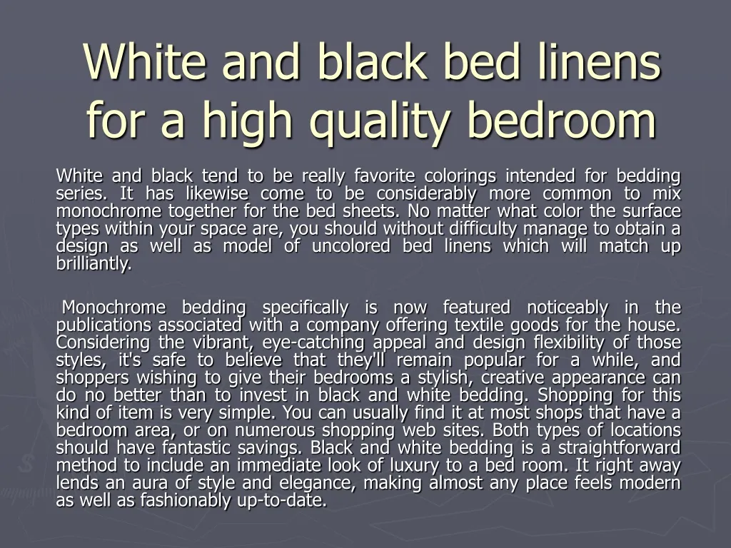 white and black bed linens for a high quality bedroom