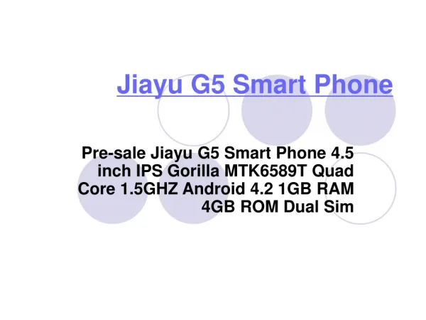 Jiayu Phone Details
