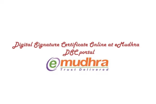 Get Digital Signature Certificate Online at eMudhra