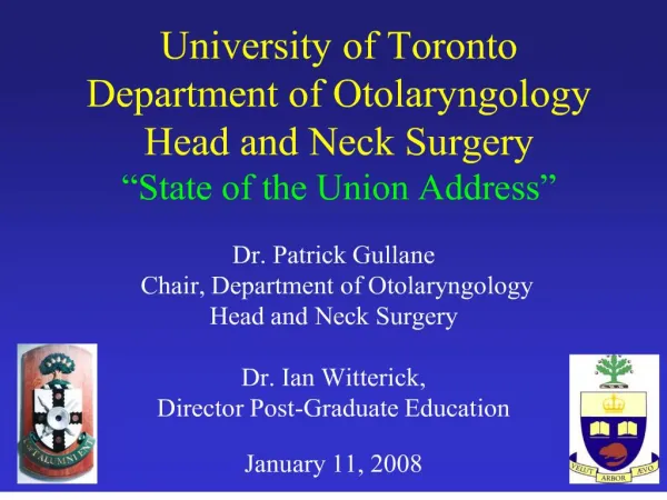 university of toronto department of otolaryngology head and neck surgery