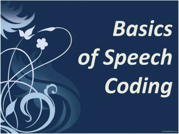 Basics of speech coding