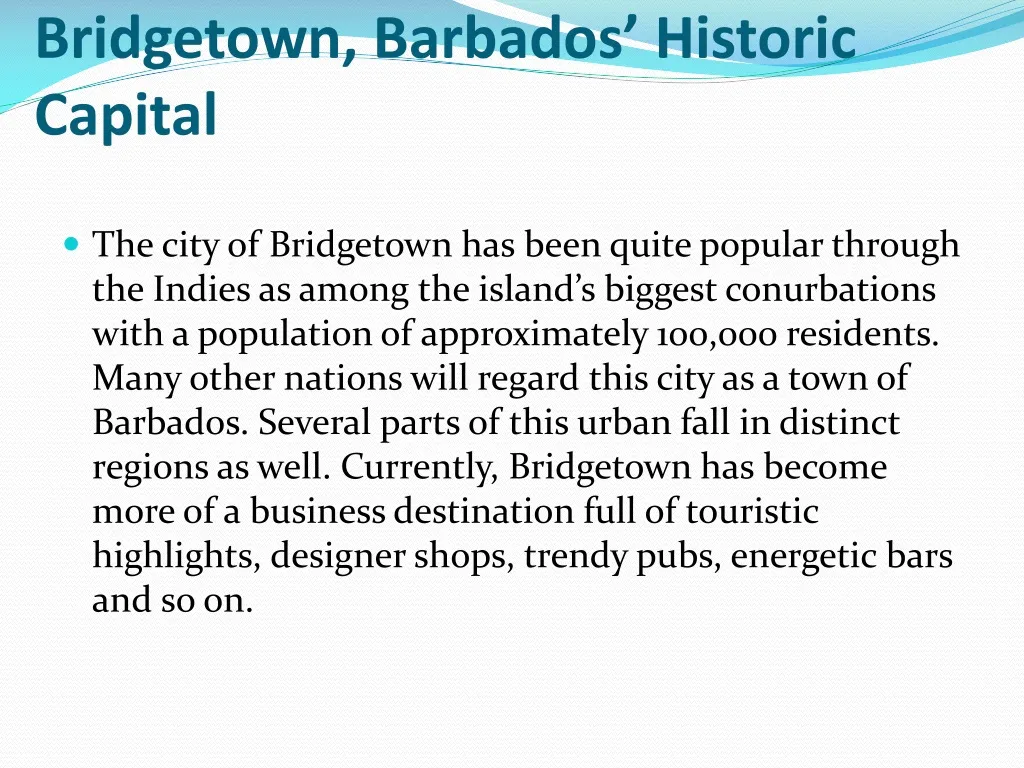 bridgetown barbados historic capital