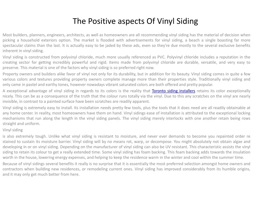 the positive aspects of vinyl siding
