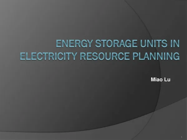 Energy Storage Units in Electricity Resource Planning