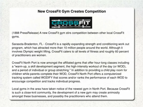 New CrossFit Gym Creates Competition